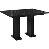 MEBLINI Esstisch Ausziehbar - Esszimmertisch Modern - Küchentisch - Ausziehtisch - Säulentisch - Ausziehbarer Tisch - Dining Table - Esszimmertische - 120-160x80x76cm - Gloss - Schwarz Hochglanz