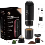 HAILASRE Tragbare elektrische EspressoMaschine, Selbst-Erwärmung 2 IN 1 Extraktions system, Crema Nespress Espresso Kaffee maschine, Unterstützung gemahlenen Kaffee und NS Kapsel, ME2218 (BLACK)