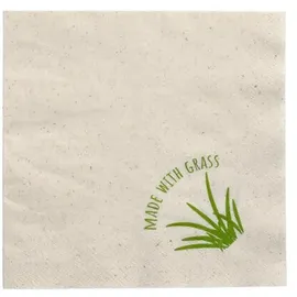 Papstar 250 Servietten, 2-lagig 33 x 33 cm 1/8-Falz natur mit Grasanteil