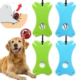 BSITSSS 4 Stück Zeckenkarte mit Lupe, Zeckenhaken Zeckenzange für Hunde Katze, Zeckenzange Mensch Zeckenentferner Tick Remover, Zeckenkarte für Menschen Kinder Hunde Katzen(Blau, Grün)
