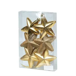 Christbaumschmuck Weihnachtsbaumschmuck Sterne bruchfest gold 6St.