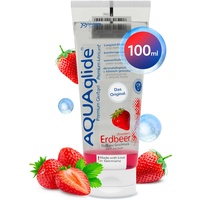 JOYDIVISION AQUAglide Erdbeer Gleitgel 100ml, Veganes Gleitmittel, wasserbasis mit einen sinnlichen Erdbeere Duft, kristallklares Gleitmittel geeignet für Latex-kondome