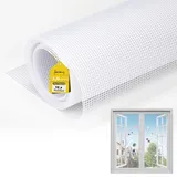 fowong Upgrades Fliegengitter Fenster mit 10x Reißfestigkeit Nanogitter, 122x252cm Extra Stabilität, DIY Katzenkratzfest Fliegennetz Ersatz für Fliegengitter Balkontür Wohnwagen,Weiß, Geruchsneutral