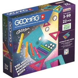 Geomag Glitter Panels Recycled 22 pcs, Magnetischer Baukasten, Magnetspielzeuge