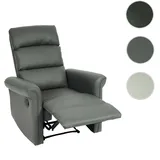 Mendler Fernsehsessel HWC-J96, Relaxsessel Sessel Liegesessel, Liegefunktion verstellbar Kunstleder - grau
