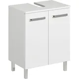 Saphir Waschbeckenunterschrank SAPHIR "Quickset Unterbeckenschrank mit 2 Türen, 50 cm breit, ohne Waschbecken", weiß (weiß glanz), B:50cm H:62cm T:33cm, Spanplatte, Schränke, Waschbeckenunterschrank, Waschbeckenschrank inkl. Türdämpfer, Griffe in Chrom Glanz