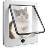 Sailnovo Katzenklappe 4-Way Magnetic Lock hundeklappe Haustiertüre Cat Flap große, 27.5*24*6cm Dog Cat Pet Door Flap Easy Install with Telescopic Frame with Heavy Duty Quiet Magnetic Frame, L Weiß