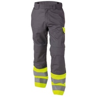 Dassy Arbeitshose Multinorm Warnschutzhose mit Kniepolstertaschen Lenox (1-tlg) gelb|grau lang - 50