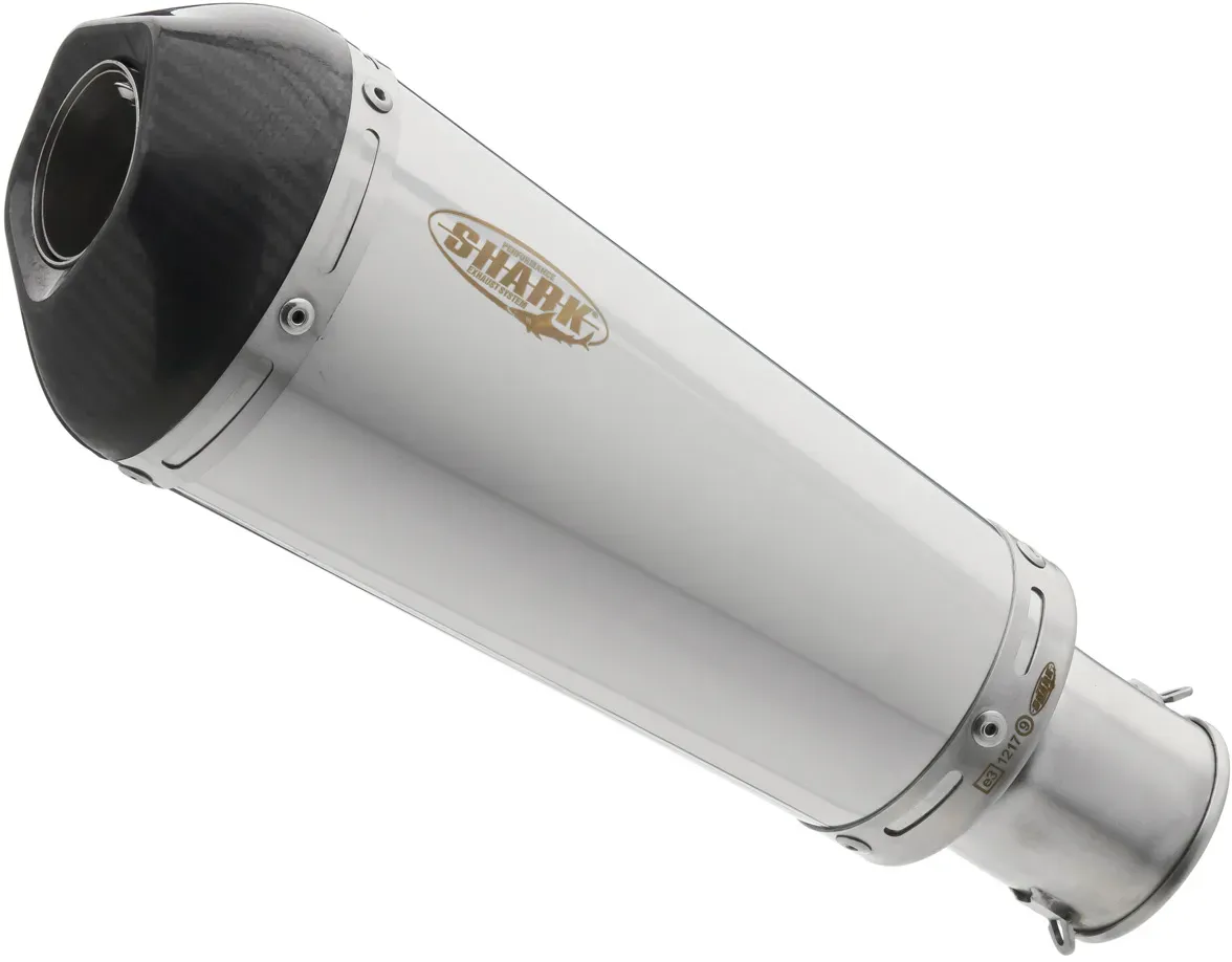 SHARK EXHAUST DSX-7 geborsteld roestvrij staal/carbon zilver, zilver