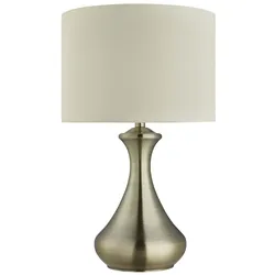 Nacht Tisch Lampe Touch Leuchte Dimmbar Antik Brass Stoff Wohn Schlaf Zimmer