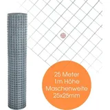Estexo Volierendraht Maschendraht 1,0 x 25m 25x25 mm Gartenzaun Zaun verzinkt