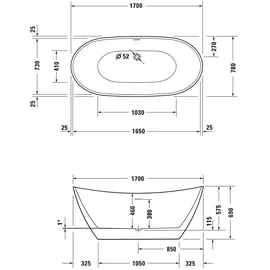 Duravit DuraVato freistehende Badewanne 180 x 78 cm (700571000000000)