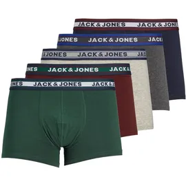 JACK & JONES Jacoliver dark grey/red/marine/light grey/green M 5er Pack