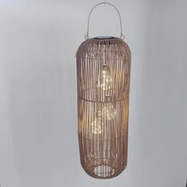 Formano Laterne Rattan Metall 60 cm 3 LED Birnen braun