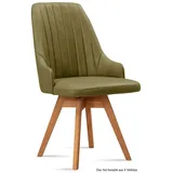 58 aufm Kessel Esszimmerstuhl Küchenstuhl drehbar (2er-Set) Dotti 52x91x60 Eiche geölt/Natur (Lieferung bis Verwendungsstelle, 8 St), Stabiles Gestell aus Massivholz pflegeleichter Bezug aus Microfaser grün