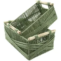 Dekoleidenschaft Aufbewahrungskorb Moosgrün aus Papierschnur geflochten 23 x 36