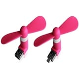 Xlayer Mini Fan 2-in-1 Micro-USB & USB pink Notebook-Zubehör