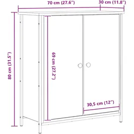 vidaXL Sideboard Eiche 70x30x80 cm Holzwerkstoff und Stahl,