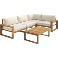 OUTLIV. Loungeecke Santa Cruz, Akazie, mit Sitz- und Rückenkissen, L-Form, inkl. Loungetisch, Sitzhöhe: 39 cm, Natur/Ecru, 255 x 170 cm