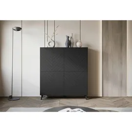 P & B Highboard Phuket 120 x 130 x 39 cm Schwarz