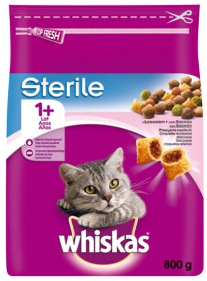 WHISKAS Steriles Trockenfutter mit Huhn 5x800g