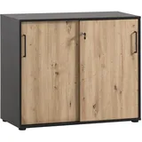 Schildmeyer Aktenschrank Aino 701867, Artisan Eiche Dekor/schwarz matt, 100 x 41 x 83,6 cm