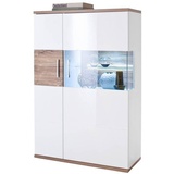 Livetastic Highboard Weiß, Eichefarben , 90x135x37 cm, B: 90 H: 135 T: 37