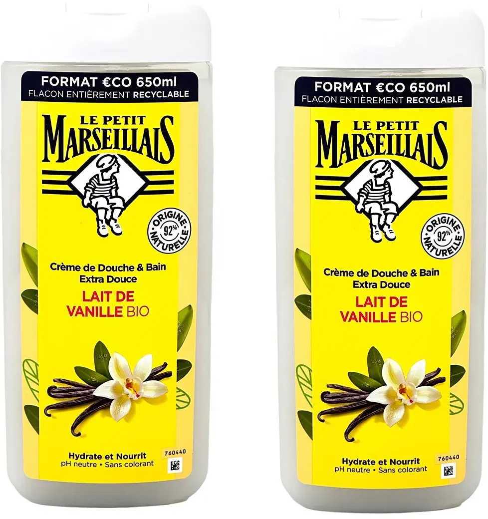 Le Petit Marseillais Duschgel & Badezusatz Vanille Milch 2x650ml - Verwöhnpflege