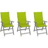 vidaXL Perle Rare Verstellbare Gartenstühle 69 x 69 x 110 cm beige/grau/grün 3 St.