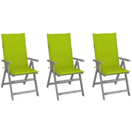vidaXL Perle Rare Verstellbare Gartenstühle 69 x 69 x 110 cm beige/grau/grün 3 St.