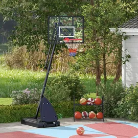 sportnow Basketballständer mit Rollen 107x70cm Rückwand, Mobiler Basketballkorb mit Ständer, verstellbare Korbhöhe 236-293 cm