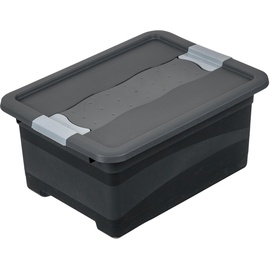 keeeper Transportbehälter mit Deckel und Schiebeverschluss, Extra Stabil, 12 l, Eckhart, Graphit-Grau