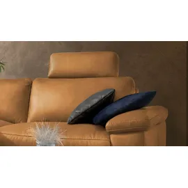 KAWOLA Sofa LOLA Ecksofa Stoff cognac mit motorischer Relaxfunktion Recamiere links - Braun