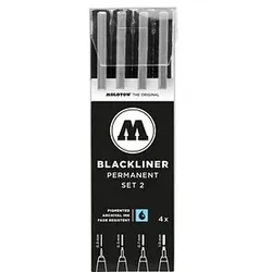 MOLOTOW BLACKLINER SET 2 Fineliner-Set schwarz, 4 St.