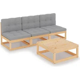 vidaXL Garten-Lounge-Set 4-tlg. grau
