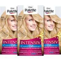 Poly Palette Intensiv Creme Coloration 10-0/200 Helles Naturblond Stufe 3 (3 x 115 ml), Permanenter Aufheller für strahlendes, langanhaltendes Blond, Anti-Gelbstich-Effekt