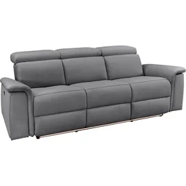 Home Affaire 3-Sitzer HOME AFFAIRE "Pareli 229cm, manuelle u. elektr. Relaxfunktion in 2 Sitzen", grau (anthrazit), B:229cm H:98cm T:142cm, Webstoff (95% Polyester 5%Nylon), Sofas, USB, KT-Verstellung, LED Beleuchtung, in Echtleder, Kunstleder, Web