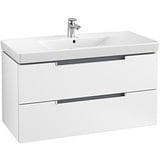 Villeroy & Boch Subway 2.0 Waschtischunterschrank A69700MS,98,7x52x44,9cm,Weiß Matt,Griff silber