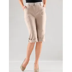 Caprihose CASUAL LOOKS, Damen, Gr. 40, Normalgrößen, beige, 98% Baumwolle, 2% Elasthan, unifarben, kurz, Hosen