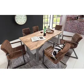 Sam Esstisch Baumkante massiv Akazie natur 220 x 100 silber QUINN