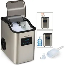 Costway Eiswürfelmaschine 24kg pro Tag Crushed Ice Maker, Eismaschine Eiswürfelbereiter inkl. Schaufel Timer, 2,5L Wassertank, Selbstreinigungsfu... - Silber