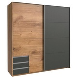 WIMEX Emden 180 x 198 x 64 cm Plankeneiche Nachbildung/graphit mit Schubladen