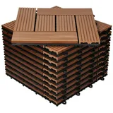 ECD Germany Terrassendielen WPC Terrassenfliesen mit Drainage und Klicksystem für Garten Balkon, BxL: je 30x30 cm, 22 mm Stärke, (22-St), Bodenbelag für 2m2 Hellbraun rutschfest Balkonfliesen Klickfliesen braun 30 cm x 30 cm