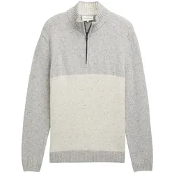 TOM TAILOR Herren Troyer Pullover mit Strukturmix, weiß, Meliert, Gr. XXL
