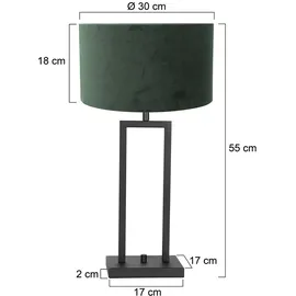 Steinhauer Nachttischleuchte Beistellleuchte Leselampe Textil grün schwarz-matt E27