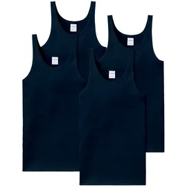 SCHIESSER Unterhemd 4er Pack - ärmellos, Cotton Essentials, Feinripp, Blau M