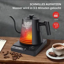 sevico Elektrischer Wasserkocher Schwanenhals | Warmhaltefunktion, LED-Anzeige | 1200W