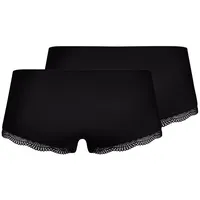 SKINY Damen Hipster, 2er Pack - Pant DP, Classic Cotton, Spitze, Baumwoll-Stretch schwarz L