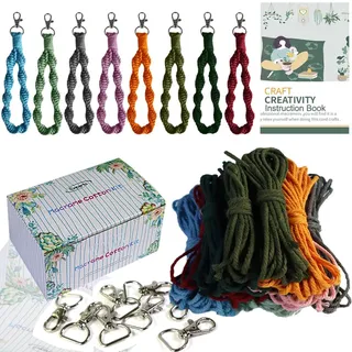 Makramee Set für Anfänger mit Anleitung 3mm Makramee Garn Set Makramee DIY Set Schlüsselanhänger Makramee Garn Set Mit Makramee Zubehör für Makramee Armband,Makramee Anhänger,Makramee Anfänger Set