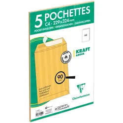 Clairefontaine 250x Versandtaschen haftklebend Kraft 229x324mm/C4 90g - Braun 7950C